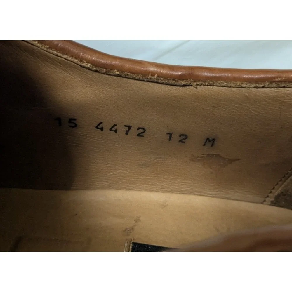 Johnston & Murphy Domani Brown Leather Cap Toe Basketweave Lace Oxford 12M Italy
